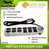 Panther Original Extension Cord with Surge Protector 6 Outlets w/ Individual Switch 1.75m PSP-0818