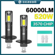 CCZedo H7 H1 LED Headlight Bulb High Power Headamp Canbus 520W 60000LM 6000K Plug&Play Headlight H3 
