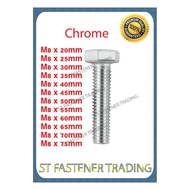 Hex Bolt ( M8 x 20MM - M8 x 75MM ) 1Packing = 20Pcs (Chrome)