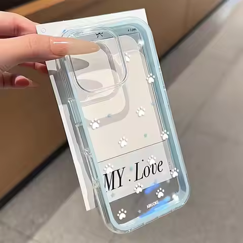 White Cat Paw Print 2in1 Clear Case For Samsung Galaxy S26 Ultra S25 S23 FE S24 S22 Plus A57 A37 A55