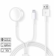 2in1 蘋果手錶手機充電缐 Apple Watch Charger, 2 in 1 iphone Charger With 3.3ft/1.0m Portable Charging Cable Compatible With for Apple Watch Series 4/3/2/1, iPhoneXR/XS/XS Max/X/8/8Plus/7/7Plus/6/6Plus/iPad4/iPad Air