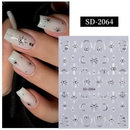 5D Emboss Nail Art Stickers Bronzing With Pearls Crystal Nail Art Decorations Decals