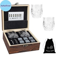 ha Whiskey Stones And Whiskey Glass Gift Set Of 4, For Men | Father's Day, 6 Granite Whiskey Stones,