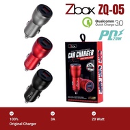 ZBOX Car Charger Metal 3A ZQ-05 PD 20W Powerful Charger 100% ORIGINAL Car Charger