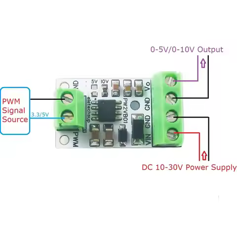 2PCS PW2VB01 PWM to DAC Converter Input Pulse Signal Output 0-5V/0-10V Voltage Analog for Arduino UN