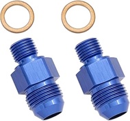 KRD PERFORMANCE 2 PCS Aluminum 8AN Flare to 1/4" NPSM Transmission Cooler Adapter Fittings Blue Fits