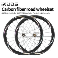 IKUOS Muscle Carbon Fiber Wheelset 60T Ratchet Wave Rim 700C Disc Brake Aero for Road Bike