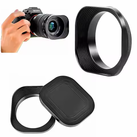 New Square Shape Camera Metal Lens Hood 62mm 58mm 55mm 52mm For Sony Canon Fujifilm Nikon Leica Pana