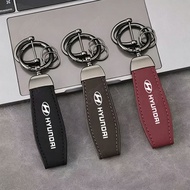 2026 New Hyundai Leather Keychain Alloy Keychain Car Accessories High End Exquisite for Creta Accent