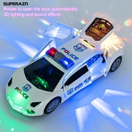 Electric Dancing Police Car Automatic Obstacle Avoidance Smallest Detail Kids Toy Rescue Emergency Cop Electric Car Toy for Kids