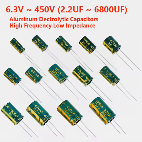6.3V 16V 25V 35V 50V 100V 200V 400V 450V High Frequency Low ESR Aluminum Capacitor 6.3 10 22 47 100 