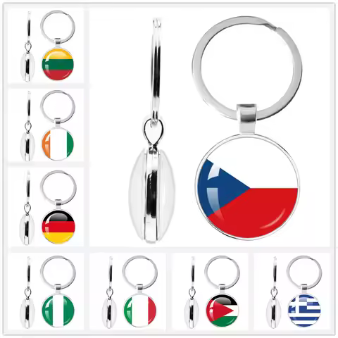 Greece,Jordan,Italy,Nigeria,Germany,Iran,Czech Republic,Coate d'Ivoire,Lithuania Double-Sided Keycha