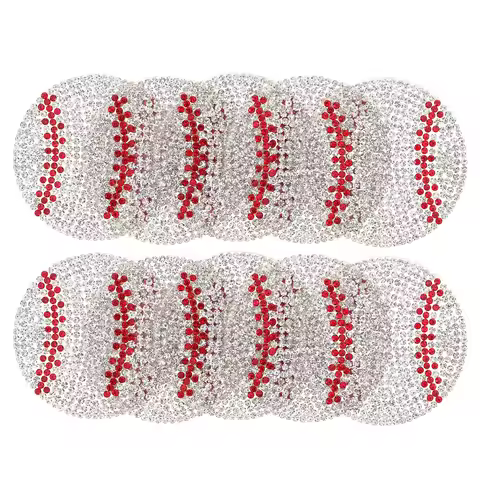 10Pcs Baseball Iron on Rhinestone Patches Dazzling Sparkly DIY Fabric Applique for Hats Backpacks Sh