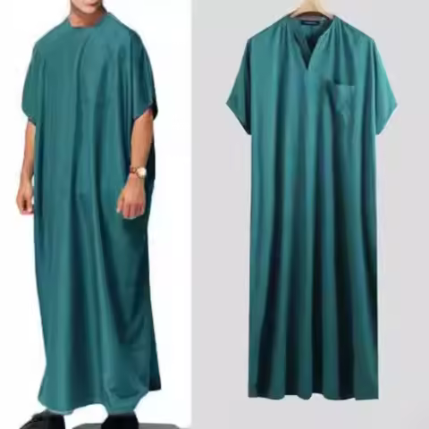 2025 New Muslim Middle East Arab Dubai Robe Malaysia Men Shirt Islamic Abaya Casual Wear