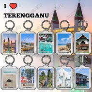 Acrylic Keychain Double Sided DIY, Transparent Keychain I Love Malaysia [ I Love Terengganu ] Tereng