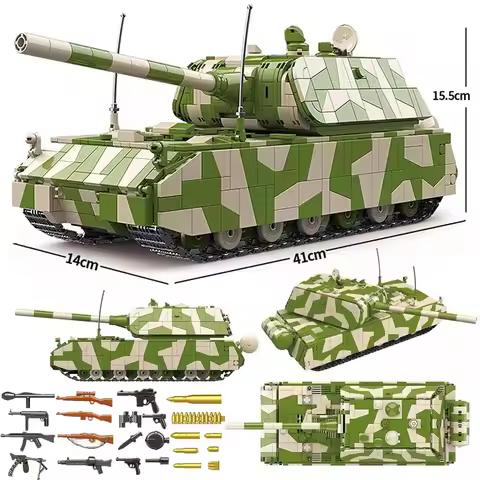 Military German Rat Heavy Armored Tank Building Blocks Panzer VIII Maus Tank Brick Model WW2 Army So