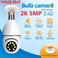 🎁 Original Product + FREE Shipping 🎁 NAUA Mall2K 5MP Bulb Wifi Camera Wireless PTZ CCTV Security Camera Night Vision Baby Monitor WiFi
