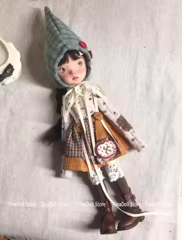 （TinaDoll Store)leisure Landoudou Clothes set(Tops/Shoulder strap half skirt /Sharp hat/Stockings)fo