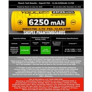 Highest Capacity Vapcell 21700 F63 & F60 6250mAh 12.5A Max Li Ion