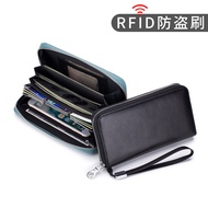 Solid Color Women's Leather Wallet Leather Long Wallet Leather Wallet Men Clutch Bag Zipper Clutch Bag Men's Wallet