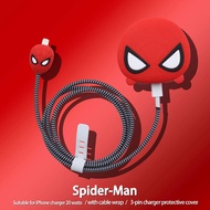 Spider-Man 3pcs/set Silicone Charging Cable Protector Cute Cartoon Charger Protector Cover Compatibl