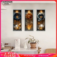 [TSS]☆3 Sheets 3D Lotus Flower Wall Sticker Peel And Stick Faux Floral Wall Art Waterproof 3D Wall A