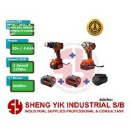 SYI Quasa 20V TDB-13140 125NM 2 SPEED IMPACT DRILL & TWB-05550 CORDLESS 720NM(MAX) ½” IMPACT WRENCH 