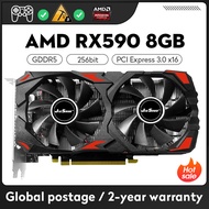 JIESHUO AMD RX 590การ์ดกราฟิกวิดีโอ8GB GDDR5 256Bit GPU Rx590 8G สำหรับคอมพิวเตอร์เดสก์ท็อป Esports 