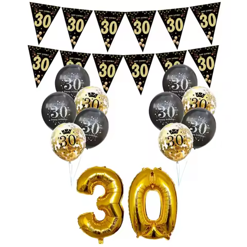 30th 40th 50th 60th birthday decorations Number Balloons Birthday Hanging Banner Flags for Adult 30t