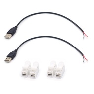 2PCS 22AWG Short USB Plug Pigtail 2 Wire Cable,0.3M/1FT USB 2.0 Male Bare Wire Pigtail 2Pin Open End