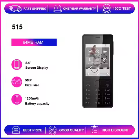 Unlocked Refurbished 515 Dual SIM 2.4 inches 5MP 1200mAh Phone English Keyboard