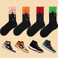 MERAH AJ1 black pink toe dirty pink orange, men's and women's stockings matching socks basketball tr