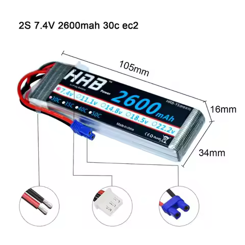 HRB Lipo Battery 2s 3S 4s 1300mah 1500mah 1800mah 2200mah 2600mah for RC Drone Hubsan H501S helicopt