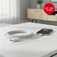 Durable Braided Type-C to Type-C Fast Charging Cable for Phone15/17promax & Android Phones PD 1M Gre