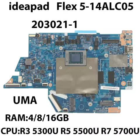 Laptop Motherboard For Lenovo ideapad Flex 5-14ALC05 203021-1 CPU R3 5300U R5 5500U R7 5700U RAM 4G/