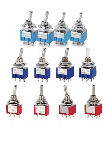 10Pcs Waterproof Cap Miniature Toggle Switch ON-OFF-ON / ON-ON SPDT DPDT MTS-102 MTS-103 MTS-202 MTS