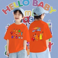ใCODใNumber Blocks Baju Graphic 100-150cm Childrens T-shirt Cotton Round Neck Top#011
