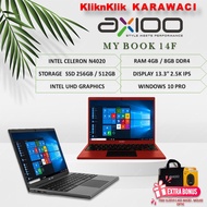 Laptop Axioo MyBook 14 F N4020 RAM 4GB/8GB SSD 256GB 2.5K IPS Display Windows 10 Laptop Pelajar Termurah Baru Original