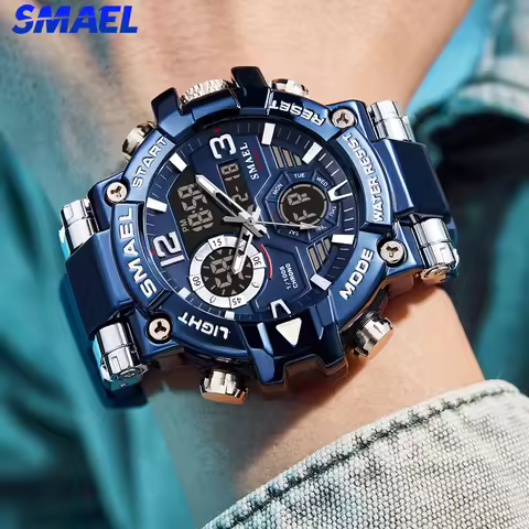 SMAEL Watch Men Top Brand Digital Quartz Watch Chronograph Man Luminous Waterproof Wristwatch Double
