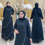 AJE ZAS - ABAYA - 35 Black Basic Sequin Pearl Press Ceruti Material babydoll Dress for Adult Muslim 