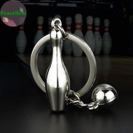 Peacellow Creative Alloy Bowling Ball Pendant Car Key Ring Purse Bag Ornament Keychain Sports Lover 