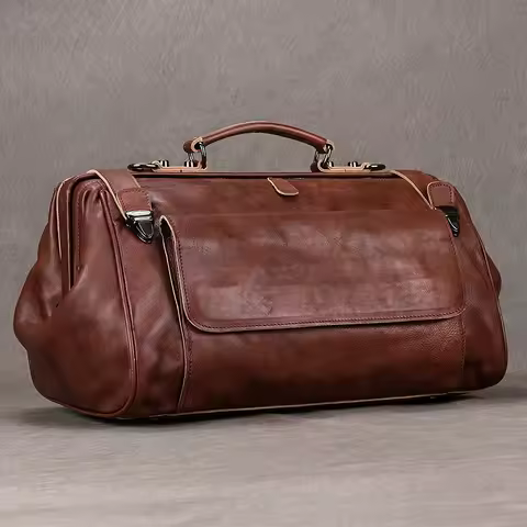 Luxury Style Leather Genuine Leather Carry On Luggage Bag Real Cowskin Travel Hand Bag Baggage Bag F