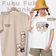 福猫 衣服T恤 Fuku Nyanko T shirt Cotton Women short sleeve round neck streetwear B00886 B00887
