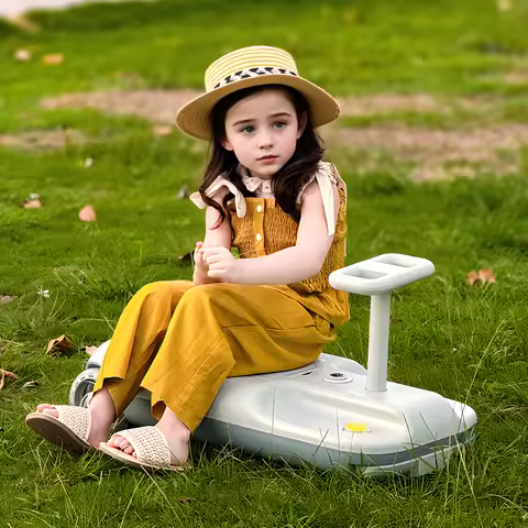 Kids Go Kart, Go Kart with Floor Cleaning Function, 12V Electric Go Kart, Electric Swing Car with Gr