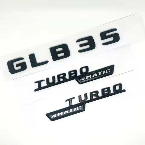 3D ABS Black Logo GLB35 Letters Turbo 4matic Emblem AMG Badge Car Rear Star Sticker For Mercedes Ben