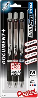 Pentel EnerGel Pro Permanent Gel Ink Pen, (0.7mm) Assorted Colors, 3 Pack (BLP77BP3M)