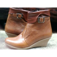 cuero sepatu wanita boots wedges boot kulit sapi terlaris resleting samping marina