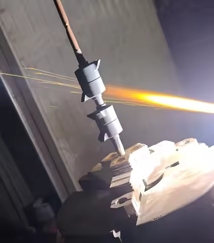 Plasma Spray Equipment Sprays Titanium Coating On Welding Gunn Nozzle Surface Get High Temperature C