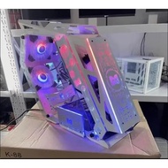 PC Case MMA K88 Tempered Glass Gaming Case with 6 RGB Fans in Black/White