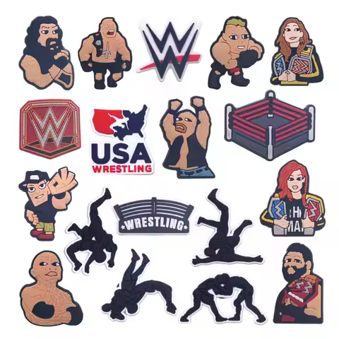 1 Pcs Wrestling Jujitsu WWE PVC Shoe Charms Accessories Belly To Back Slam Shoes Buckle Decorations 